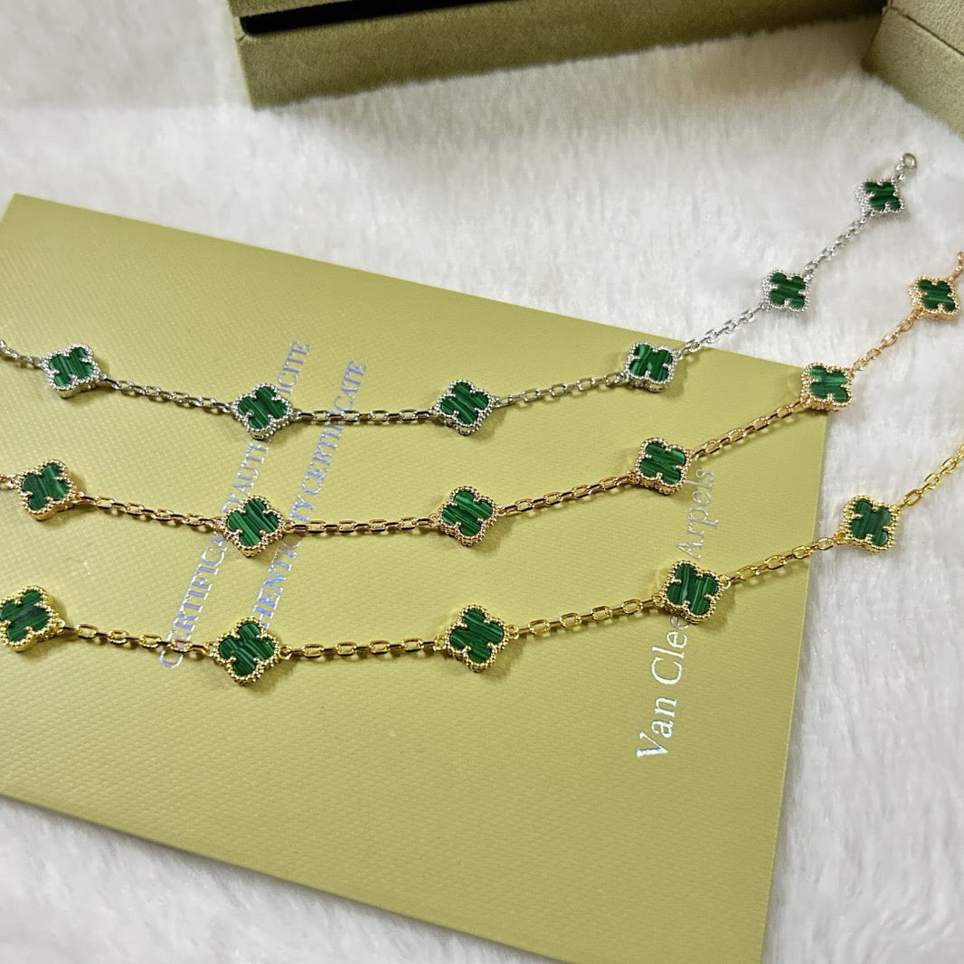 [Amore Jewels]CLOVER 6 MOTIF MALACHITE BRACELET