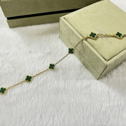[Amore Jewels]CLOVER 6 MOTIF MALACHITE BRACELET