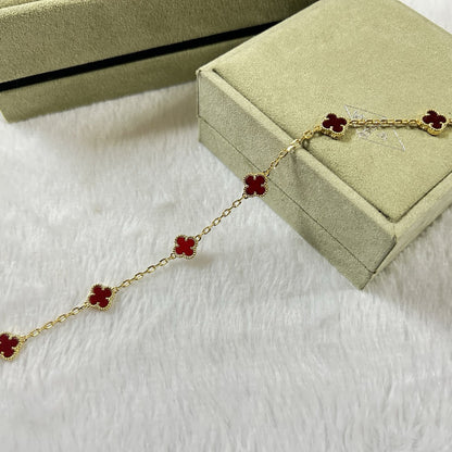 [Amore Jewels]CLOVER 6 MOTIF RED AGATE BRACELET