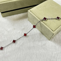 [Amore Jewels]CLOVER 6 MOTIF RED AGATE BRACELET