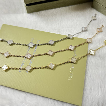 [Amore Jewels]CLOVER 6 MOTIF WHITE MOP BRACELET
