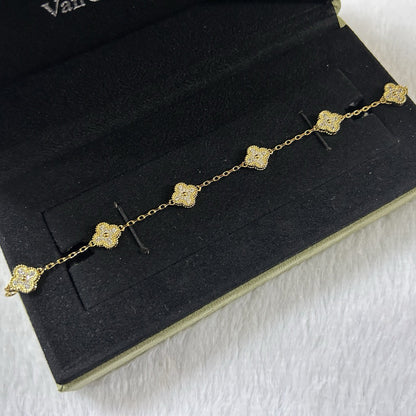 [Amore Jewels]CLOVER 6 MOTIF DIAMOND BRACELET