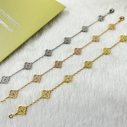[Amore Jewels]CLOVER 6 MOTIF DIAMOND BRACELET