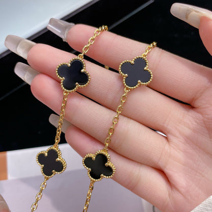 [Amore Jewels]CLOVER 10 MOTIFS ONYX NECKLACE
