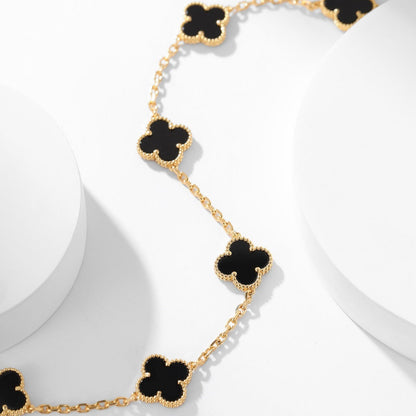[Amore Jewels]CLOVER 10 MOTIFS ONYX NECKLACE