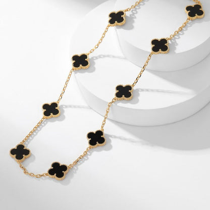 [Amore Jewels]CLOVER 10 MOTIFS ONYX NECKLACE