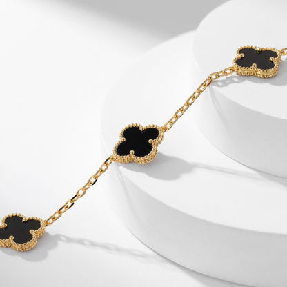 [Amore Jewels]CLOVER 10 MOTIFS ONYX NECKLACE