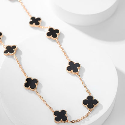[Amore Jewels]CLOVER 10 MOTIFS ONYX NECKLACE