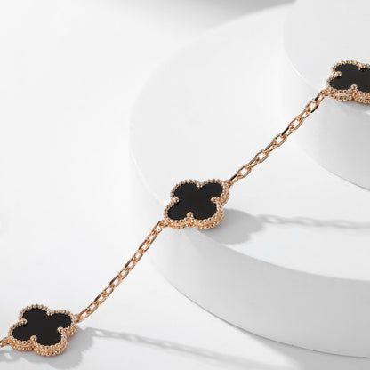 [Amore Jewels]CLOVER 10 MOTIFS ONYX NECKLACE