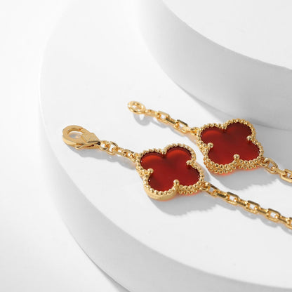 [Amore Jewels]CLOVER 10 MOTIFS CARNELIAN NECKLACE