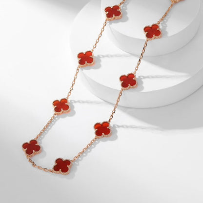 [Amore Jewels]CLOVER 10 MOTIFS CARNELIAN NECKLACE
