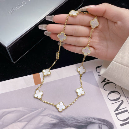 [Amore Jewels]CLOVER 10 MOTIFS WHITE MOTHER OF PEARL NECKLACE