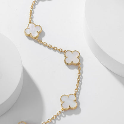 [Amore Jewels]CLOVER 10 MOTIFS WHITE MOTHER OF PEARL NECKLACE