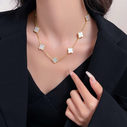[Amore Jewels]CLOVER 10 MOTIFS WHITE MOTHER OF PEARL NECKLACE