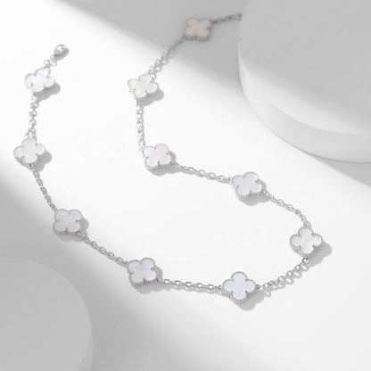 [Amore Jewels]CLOVER 10 MOTIFS WHITE MOTHER OF PEARL NECKLACE