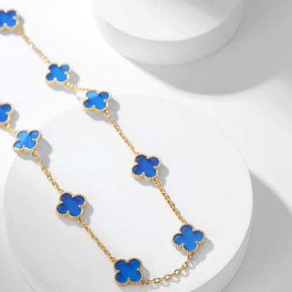 [Amore Jewels]CLOVER 10 MOTIFS BLUE AGATE NECKLACE