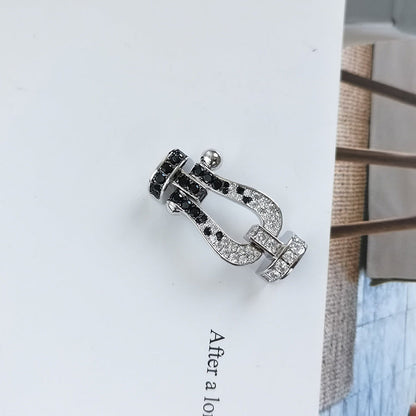 [Amore Jewels]FORCE LARGE HORSESHOE BLACK WHITE DIAMOND BRACELET ROSE GOLD