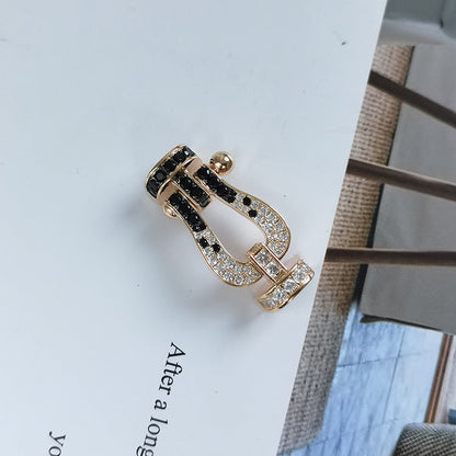 [Amore Jewels]FORCE LARGE HORSESHOE BLACK WHITE DIAMOND BRACELET ROSE GOLD
