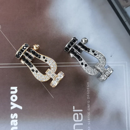 [Amore Jewels]FORCE LARGE HORSESHOE BLACK WHITE DIAMOND BRACELET ROSE GOLD