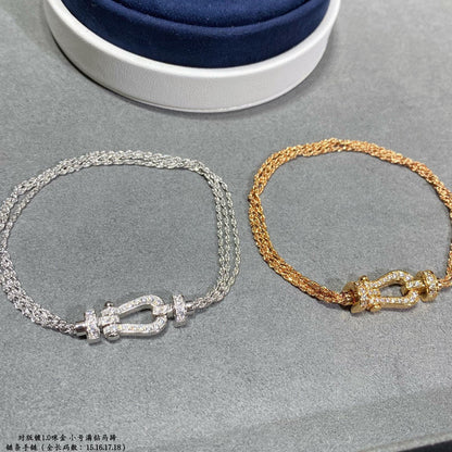 [Amore Jewels]FORCE SMALL HORSESHOE  DIAMOND CHAIN ROPE BRACELET