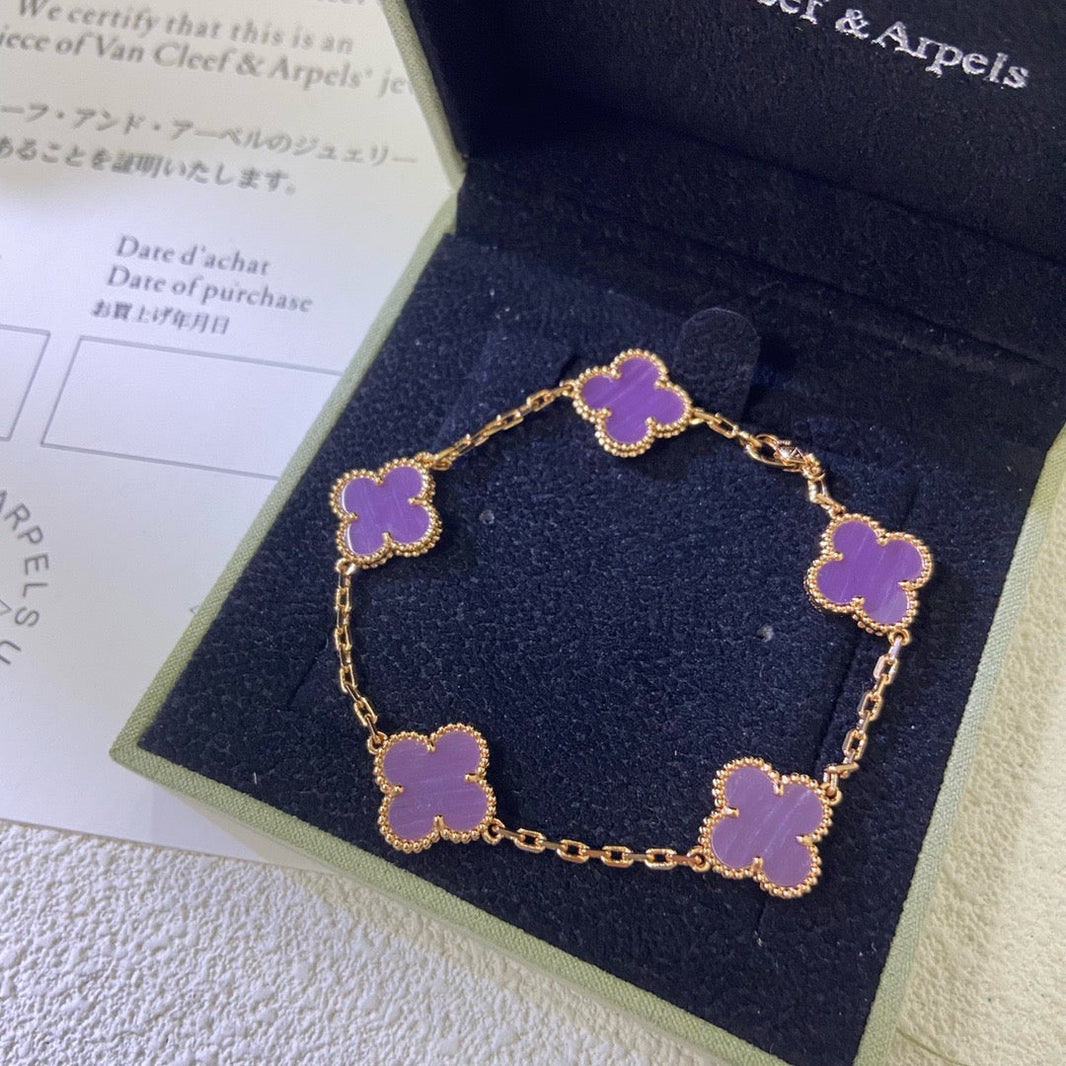 [Amore Jewels]CLOVER  5 MOTIFS  PURPLE VIOLET BRACELET