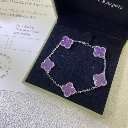 [Amore Jewels]CLOVER  5 MOTIFS  PURPLE VIOLET BRACELET