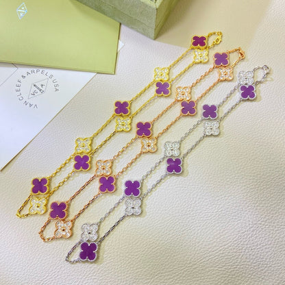 [Amore Jewels]CLOVER 10 MOTIFS  PURPLE VIOLET DIAMOND NECKLACE