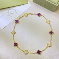 [Amore Jewels]CLOVER 10 MOTIFS  PURPLE VIOLET DIAMOND NECKLACE