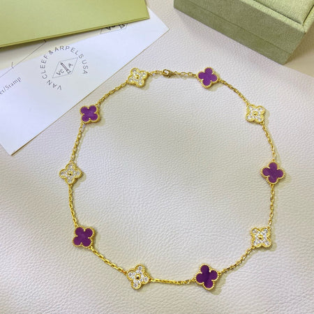 [Amore Jewels]CLOVER 10 MOTIFS  PURPLE VIOLET DIAMOND NECKLACE