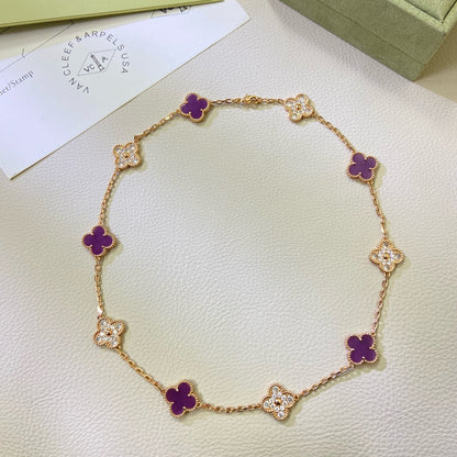 [Amore Jewels]CLOVER 10 MOTIFS  PURPLE VIOLET DIAMOND NECKLACE
