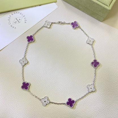 [Amore Jewels]CLOVER 10 MOTIFS  PURPLE VIOLET DIAMOND NECKLACE