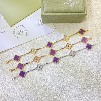 [Amore Jewels]CLOVER  5 MOTIFS  PURPLE VIOLET DIAMOND BRACELET