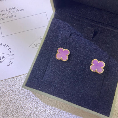 [Amore Jewels]CLOVER MINI 9.5MM  PURPLE VIOLET EARRINGS