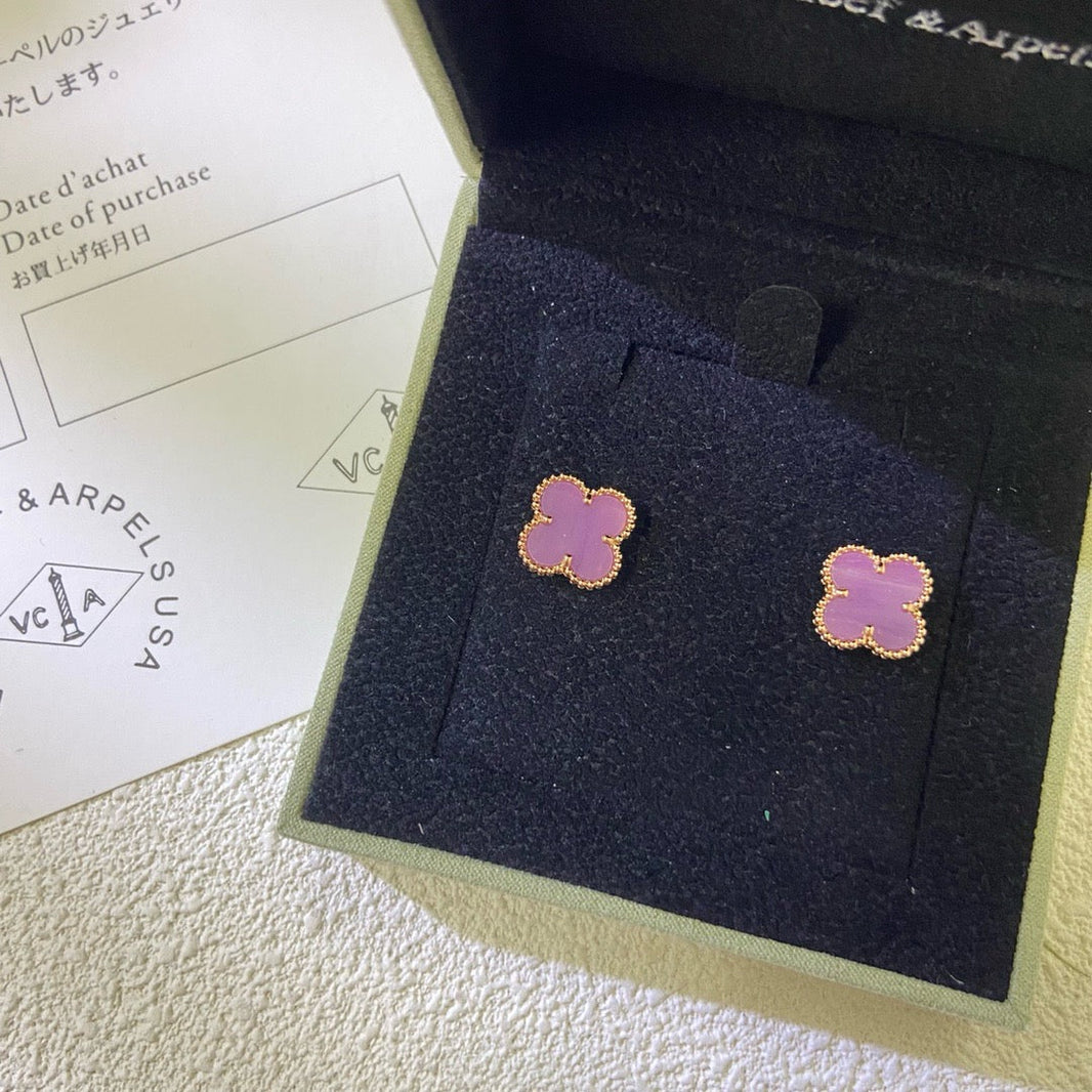 [Amore Jewels]CLOVER MINI 9.5MM  PURPLE VIOLET EARRINGS