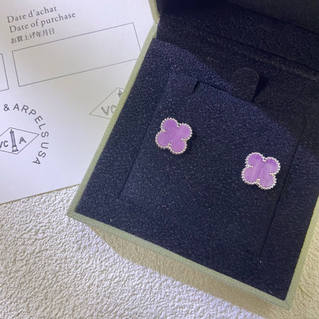 [Amore Jewels]CLOVER MINI 9.5MM  PURPLE VIOLET EARRINGS