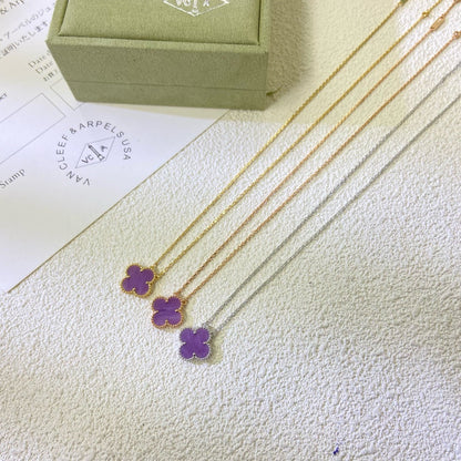 [Amore Jewels]CLOVER 15MM  PURPLE VIOLET NECKLACE