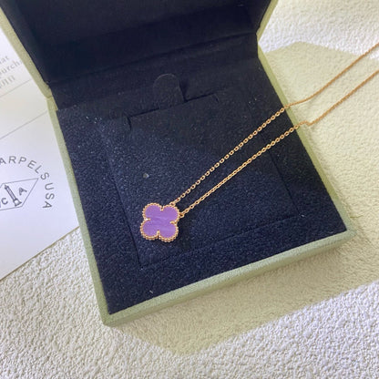 [Amore Jewels]CLOVER 15MM  PURPLE VIOLET NECKLACE