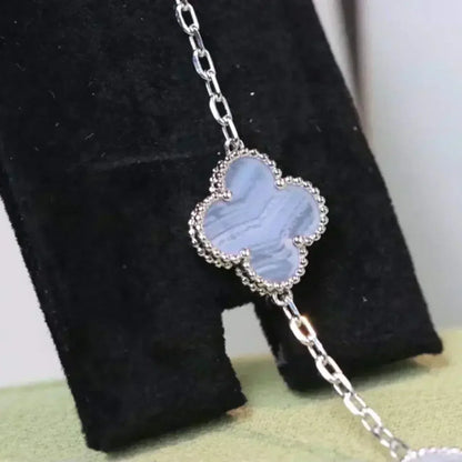 [Amore Jewels] CLOVER 5 MOTIF PURPLE CHALCEDONY BRACELET COLLECTION