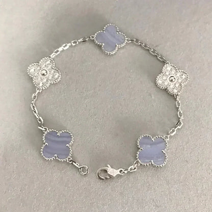 [Amore Jewels] CLOVER 5 MOTIF PURPLE CHALCEDONY BRACELET COLLECTION