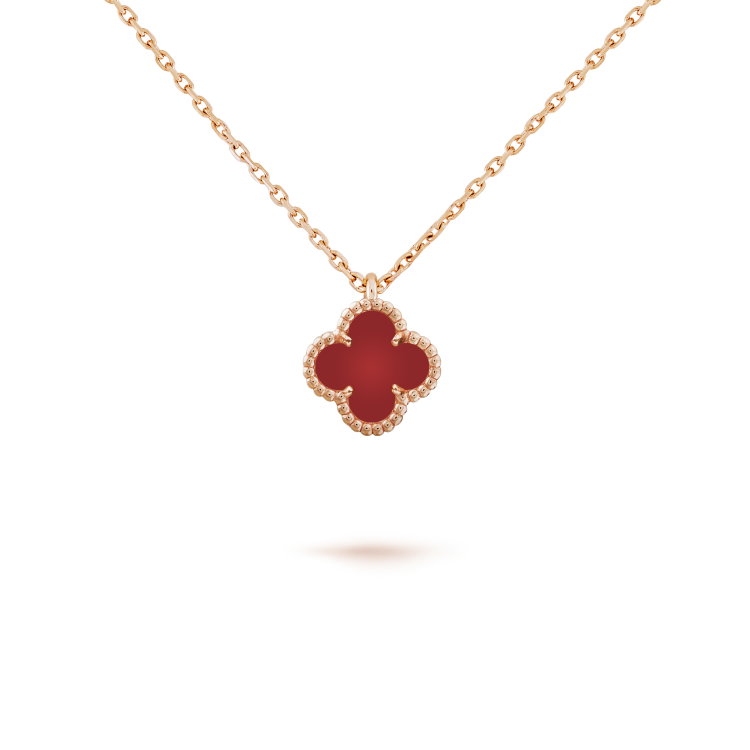 [Amore Jewels]CLOVER MINI 9.5MM WHITE CARNELIANS NECKLACE