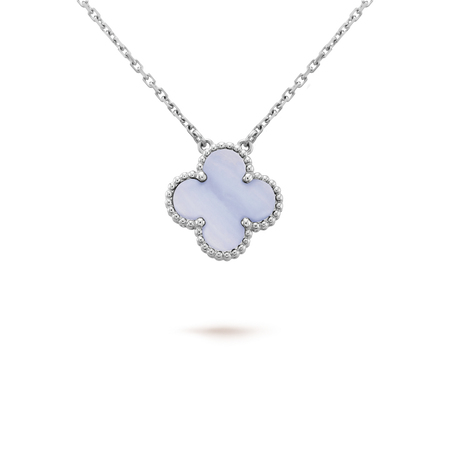 [Amore Jewels]CLOVER 15MM BLUE CHALCEDONY NECKLACE SILVER
