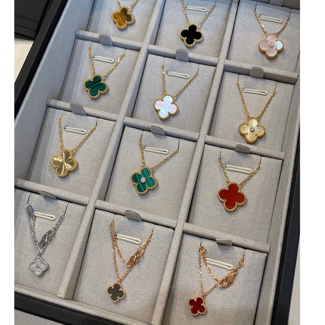 [Amore Jewels]CLOVER 15MM DIAMOND SINGLE FLOWER NECKLACE