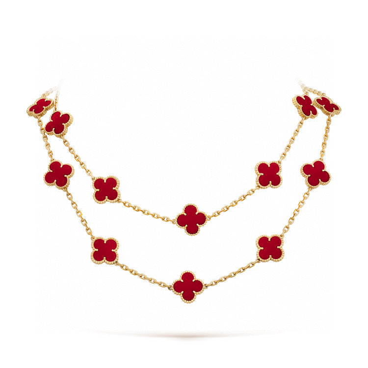 [Amore Jewels]CLOVER 20 MOTIFS CARNELIAN NECKLACE