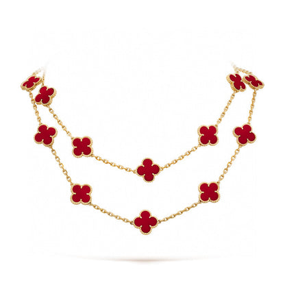 [Amore Jewels]CLOVER 20 MOTIFS CARNELIAN NECKLACE