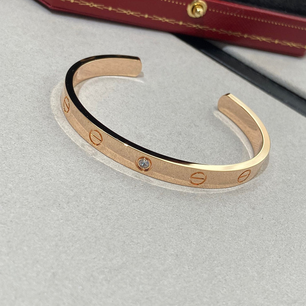 [Amore Jewels]LOVE BRACELET 6.1MM 1 DIAMOND OPEN CUFF