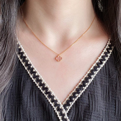 [Amore Jewels]CLOVER 15MM PINK MOTHER-OF-PEARL SINGLE FLOWER NECKLACE