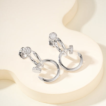 [Amore Jewels]JUSTE HALF DIAMOND DOUBLE EARRINGS