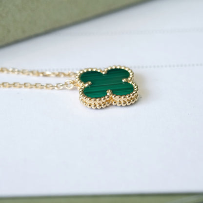 [Amore Jewels]CLOVER 15MM MALACHITE SINGLE FLOWER  NECKLACE