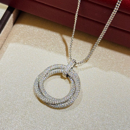 [Amore Jewels]TRINITY LARGE FULL DIAMOND  NECKLACE