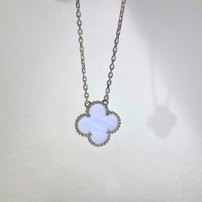 [Amore Jewels]CLOVER 15MM BLUE CHALCEDONY NECKLACE SILVER